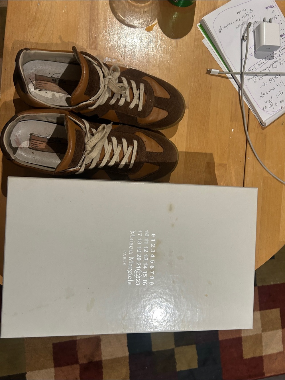 Maison Martin Margiela Brown and Cream Suede & Leather Sneakers